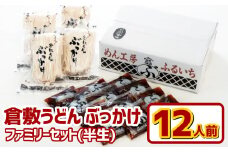 『倉敷うどん ぶっかけ』ファミリーセット半生12人前【うどん 人気うどん ぶっかけうどん ファミリー 家族用 ぶっかけ 岡山県 倉敷市】