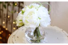 空気をキレイに♪水換え不要!!ピオニー（芍薬）の花瓶に入った花束：white