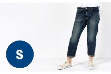 【Sサイズ/ブルー】甘織デニムボーイフレンドアンクル丈パンツ 73388 DEEPBLUE デニム ズボン パンツ ジーンズ 岡山県 倉敷市