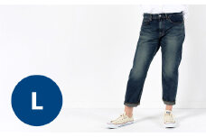 【Lサイズ/ブルー】甘織デニムボーイフレンドアンクル丈パンツ 73388 DEEPBLUE デニム ズボン パンツ ジーンズ 岡山県 倉敷市