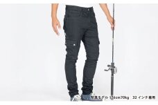 【THE BACK WATER】撥水ストレッチデニム釣り・アウトドアブラックカーゴパンツ　BW-403VMBB(36インチ)