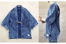 【大サイズ】BLUE SAKURA 刺し子 着物ジャケット（半袖）DNTSW07LID 着物 ジャケット モダンジャケット 上着 服  ファッション  岡山県 倉敷市