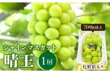 ＜2025年発送＞岡山県産　シャインマスカット『晴王』1房　700g以上　化粧箱入り_シャインマスカット ぶどう 葡萄 ブドウ 果物 くだもの フルーツ 岡山県 津山市 産直 産地直送 化粧箱 ギフト 送料無料【1281355】