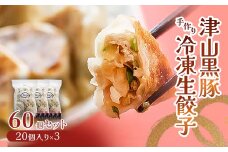津山黒豚手作り冷凍生餃子(60個セット)_餃子 冷凍餃子 手作り 黒豚餃子 セット 生餃子 ぎょうざ ギョウザ 冷凍食品 惣菜 おかず 中華 焼き餃子 水餃子 簡単調理 簡単 60個 加工品 岡山県 津山市 冷凍 送料無料【1339814】