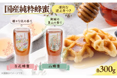 津山市産 百花蜂蜜・山蜂蜜　各 逆止弁300gのセット【1605237】