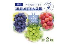 岡山　花笑み農園のブドウ『10月おすすめ 3種』約2kg(3房)優品　3M-2L優＜10月～発送＞_ぶどう 葡萄 ブドウ 岡山県産 果物 くだもの フルーツ ギフト 食べ比べ セット 岡山県 津山市 産地直送 送料無料【1593511】