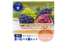 岡山　花笑み農園のブドウ『食べ比べ4種』シャイン入り2kg(4房)優品　4M-2優＜9月中旬～出荷＞【1593520】
