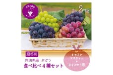 岡山　花笑み農園の『食べ比べ4種セット』シャイン入り(4房)贈答用　4M-2上＜9月中旬～順次発送＞【1626792】