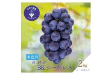 岡山　花笑み農園の『BKシードレス』約2kg家庭用(3～6房)　B-2家＜9月中旬～順次発送＞【1626804】