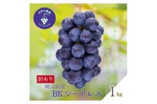 岡山　花笑み農園のブドウ『訳ありBKシードレス』1kg　WB-1＜9月中旬～順次発送＞【1628322】