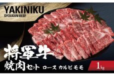 ＜将軍牛＞特選焼肉セット ロース カルビ もも 3種類 1kg【1652120】