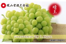 ぶどう 2025年 先行予約 シャイン マスカット 晴王 2房 合計1.4kg以上 マスカット ブドウ 葡萄  岡山県産 国産 フルーツ 果物 ギフト 環山堂