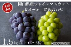 厳選 シャインマスカット・ニューピオーネ 2～3房 合計1.5kg以上 詰合せ 産地直送 朝採れ ぶどう 葡萄 Kawahara Green Farm 岡山県産 2025年