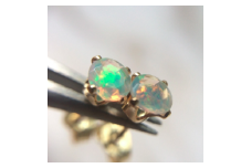 ピアス 宝石質 AAA エチオピア オパール 4mm K14gf