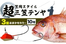 B-129 超三笠テンヤ10号おまかせカラー3個セット（8色の中から3個発送）《45日以内に出荷予定(土日祝除く)》