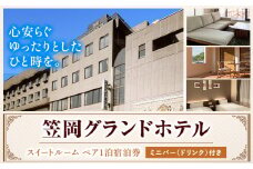 チケット 笠岡グランドホテル スイートルームペア1泊宿泊券 ミニバー(ソフトドリンク、ワイン)付き ハーベストベイ株式会社 《45日以内に出荷予定(土日祝除く)》岡山県 笠岡市 ホテル 宿泊券 ペア スイートルーム 1泊 観光 旅行 美術館