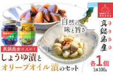 にんにく　A-194  真鍋島赤にんにくしょうゆ漬とオリーブオイル漬のセット 真鍋島にんにく栽培研究会《45日以内に出荷予定(土日祝除く)》