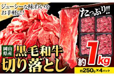 牛肉 切り落とし 牛肉 訳あり 小分け 1kg 250g × 4パック《30日以内に出荷予定(土日祝除く)》岡山県産 岡山県 笠岡市 お肉 にく カレー 牛丼 切り落し 切落し