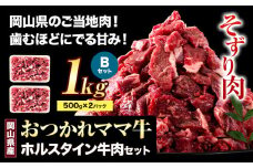 牛肉 肉 おつかれママ牛 ホルスタイン 牛肉セット ホルスタイン牛肉 そずり肉 500g×2 1kg 株式会社こはら《60日以内に出荷予定(土日祝除く)》岡山県産 岡山県 笠岡市そずり肉セット