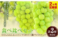 【2025年産先行予約】【2回定期便】食べ比べセット たたらみねらるシャインマスカット+瀬戸ジャイアンツ 各1房 1.3kg以上《2025年9月上旬-10月下旬頃出荷》岡山県 笠岡市 マスカット ぶどう ブドウ 葡萄 フルーツ 果物 たたらみねらる 食べ比べ セット 定期便