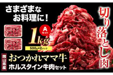 牛肉 肉 おつかれママ牛 ホルスタイン 牛肉セット ホルスタイン牛肉 切り落とし 500g×2 1kg 株式会社こはら《60日以内に出荷予定(土日祝除く)》岡山県産 岡山県 笠岡市 切り落とし肉 セット