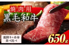セット650g(霜降り325g+赤身325g) 数量限定 牛肉 冷凍 黒毛和牛 《30日以内に出荷予定(土日祝除く)》 個別 取分け 小分け 個包装 赤身 霜降り 岡山県 笠岡市 牛 牛肉 和牛 焼肉 焼き肉 小分けパック 325g 送料無料