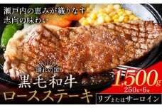リブ or サーロイン ステーキ 1500g 数量限定 牛肉 冷凍 黒毛和牛 《30日以内に出荷予定(土日祝除く)》 個別 取分け 小分け 個包装 赤身 霜降り 岡山県 笠岡市 牛 牛肉 和牛 ステーキ グルメ 小分け 小分けパック 250g 送料無料