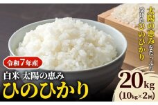 【令和7年産 予約受付】 岡山県産 ひのひかり 笠岡産 10kg×2回（計20kg） 太陽の恵み （白米） st-p
