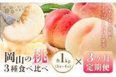 【2026年発送先行予約】 桃 3ヶ月 定期便 岡山 の 桃 3種 食べ比べ 各1kg 計3kg 晴れの国おかやま館(漂流岡山)《2026年7月中旬-9月中旬頃出荷》岡山県 笠岡市 桃 もも 果物 フルーツ デザート 送料無料【配送不可地域あり】（離島）