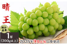 74-16 「晴王」1房（700g以上）【2025年9月上旬～10月上旬発送予定】