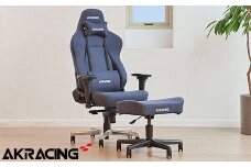 AKRacing Premium Denim＋AKRacing Footrest Denim（ヘッドレスト・ランバーサポート付き）