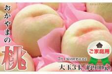 【ご家庭用】おかやまの桃 大玉3玉（約900g）【26年7月上旬以降に順次発送】
