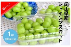 【ご家庭用】岡山県産シャインマスカット バラ粒 1kg（500g×2パック）