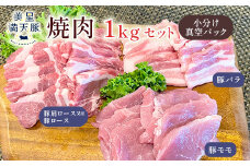 美星満天豚 焼肉 1.0kgセット（豚肩ロース又は豚ロース、豚バラ、豚モモ）小分け真空パック