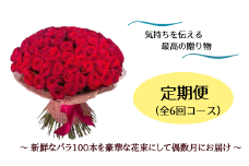 【腕いっぱいの美しいバラ100本】（偶数月にお届け、年6回）600-001