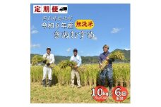 【定期便】令和6年産＜無洗米＞総社市産きぬむすめ　10kg〔6回配送〕24-108-001