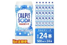 【定期便】カルピスソーダ（500mL×24本）〔6回配送〕078-002