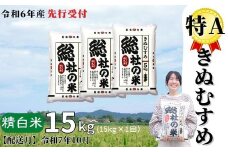 【令和6年産米】特Aきぬむすめ【精白米】15kg 岡山県総社市産〔令和7年10月配送〕24-015-014