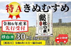 【令和6年産】特Aきぬむすめ【精白米】30kg 定期便（5kg×6回）岡山県総社市産米〔令和6年11月・令和7年1月・3月・5月・7月・9月配送〕24-042-003