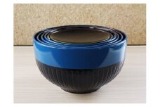 【漆工芸・黄薇彫】 入れ子椀(青)180-007