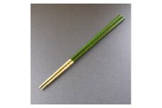 【漆工芸・黄薇彫】漆塗り箸（錫の輝き)／緑・24cm010-057