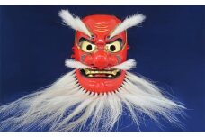 [№5615-0063]備中神楽面桐一刀彫　猿田彦の命　伯泉作
