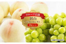 [№5615-0480]フルーツ 定期便 2025年 先行予約 フルーツ王国 岡山 ベストセレクト 2回コース 桃 もも 葡萄 ぶどう マスカット 岡山県産 国産 果物 セット ギフト