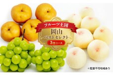 [№5615-0481]フルーツ 定期便 2025年 先行予約 フルーツ王国 岡山 ベストセレクト 3回コース 桃 もも 葡萄 ぶどう 梨 なし 岡山県産 国産 果物 セット ギフト