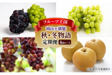[№5615-0485]ぶどう 梨 定期便 2025年 先行予約 フルーツ王国 岡山を堪能 4回コース 秋・冬物語 葡萄 ぶどう 梨 なし 岡山県産 国産 果物 セット ギフト