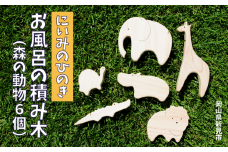 にいみのひのき お風呂の積み木（森の動物6個）