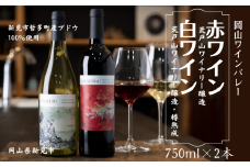 岡山ワインバレー 赤ワイン・白ワイン（樽熟成） 2本セット 荒戸山ワイナリー醸造 750ml