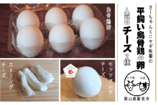 【限定：5月～10月発送・ヤギ乳と牛乳使用】烏骨鶏の卵 (6個) モッツァレラチーズ (約100g×2) ストリングチーズ (約50g×2) セット