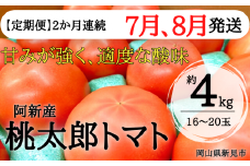 【定期便：2025年7・8月発送】阿新産桃太郎トマト 1箱 約4kg 16～20玉 2か月連続お届け