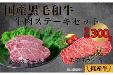 国産 黒毛和牛 いろり牛 経産牛 牛肉ステーキセット (ヒレ約300g＋モモ約300g)